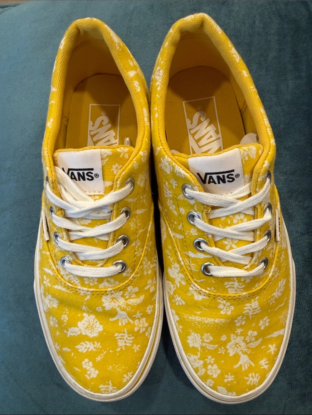 Vans Kids Yellow Floral Canvas Sneakers
